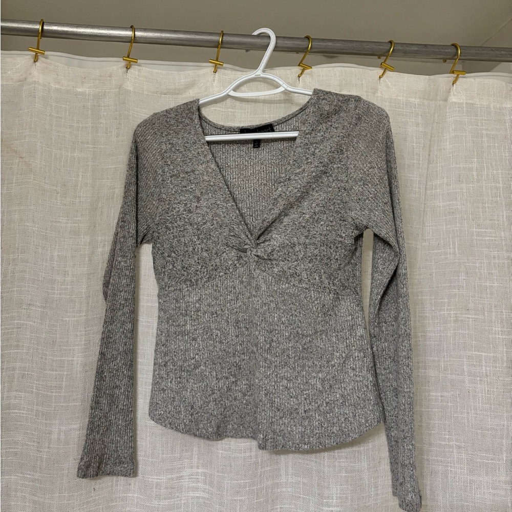 Gray Knit Women's Top